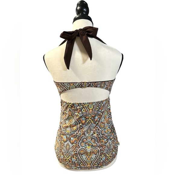 Tommy Hilfiger Brown and Blue Paisley Swim Top - Picture 5 of 9